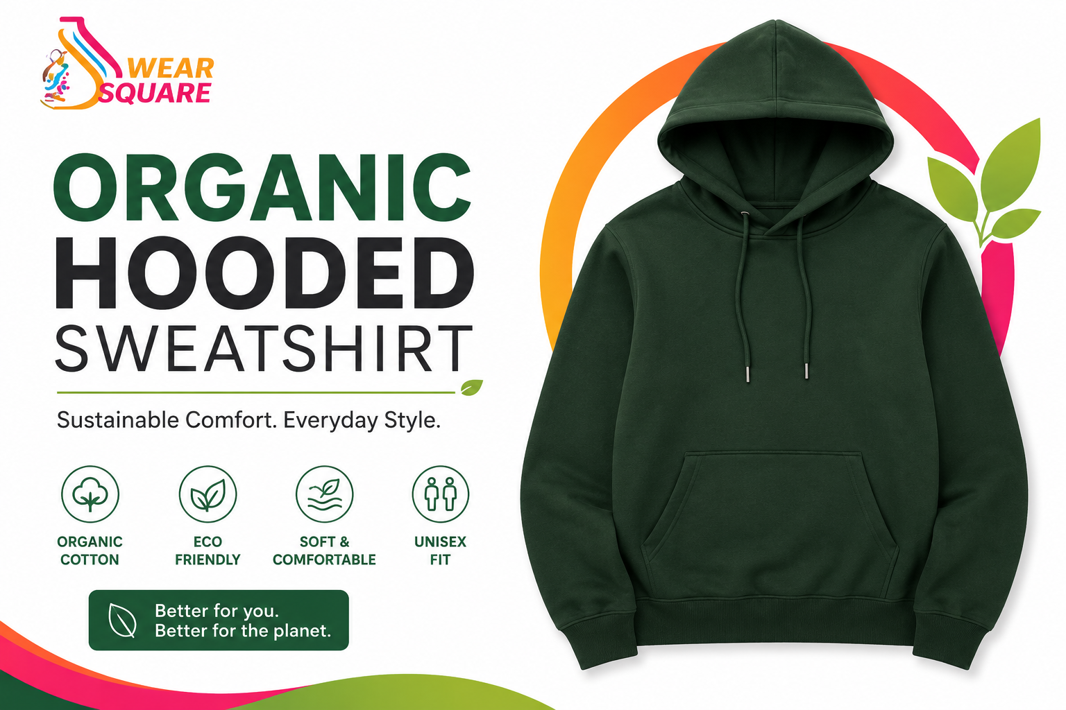 Organic hoodie, sustainable style.